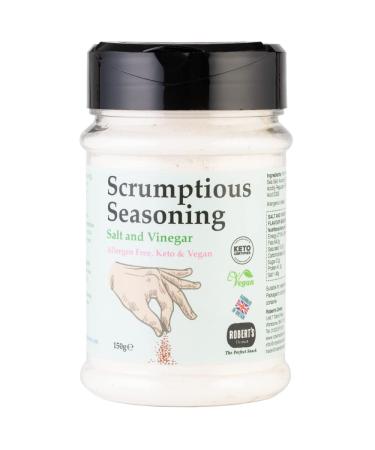 Scrumptious Seasoning 150g Pot - Available in Multiple Flavours - Allergen Free Keto & Vegan Sustainable and Handmade in Britain (Salt & Vinegar)