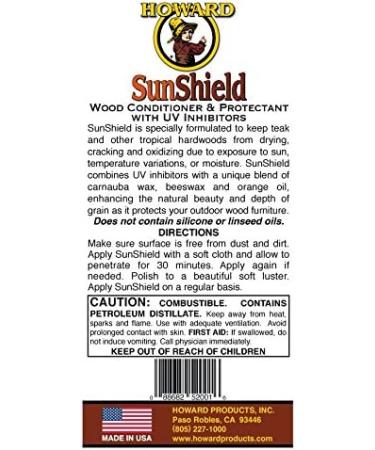Howard SWAX16 SunShield Outdoor Furniture Wax - UV Protection 16oz | Yellow - Buy Online on SooperMarket.com
