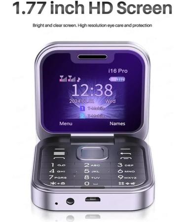Jhialg Mini Flip Handy - FM Radio 2SIM Vibration Black Ideal for Seniors - Buy Online on SooperMarket.com