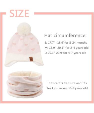 XIAOHAWANG Knitted Baby Hat with Pompom | Winter Warm Beanie for Toddler Kids | Fleece Lining | 2-4 Years | White Hat+Scarf - Buy Online on SooperMarket.com