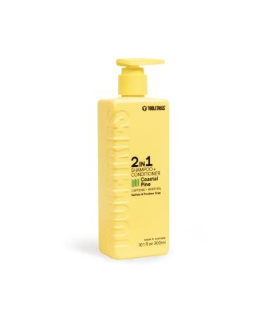 Tooletries 2-in-1 Coastal Pine Men's Shampoo and Conditioner - Pine Scented Hair Wash with Menthol and Caffeine to Promote Hair Growth Sulfate and Paraben Free - 10.1 oz / 300ml