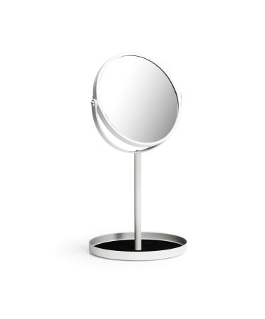 Ettori Makeup Mirror Dual Sided Vanity Mirror, 1X and 5X Magnification, 360 Swivel Round Mirror, No Light, White