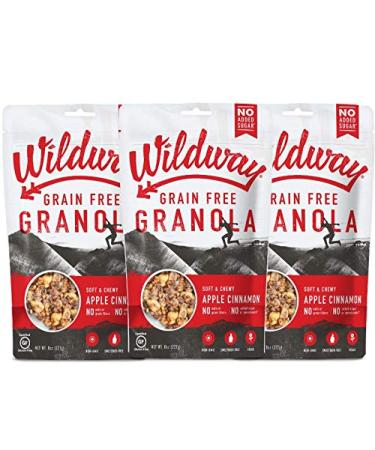 Wildway Keto Vegan Granola  Apple Cinnamon Granola  Certified Gluten Free Granola Breakfast Cereal Low Carb Snack  Paleo Grain Free Non GMO No Added Sugar  8oz 3 pack