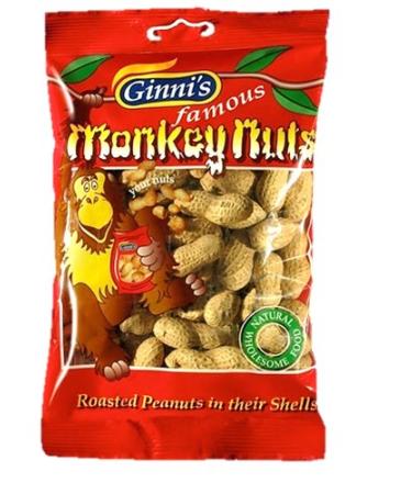 Ginni's Famous Roasted Monkey Nuts - Peanuts in Shell Healthy Party Snacks - Ideal for Home Office Gym Movies - 10 x 120g