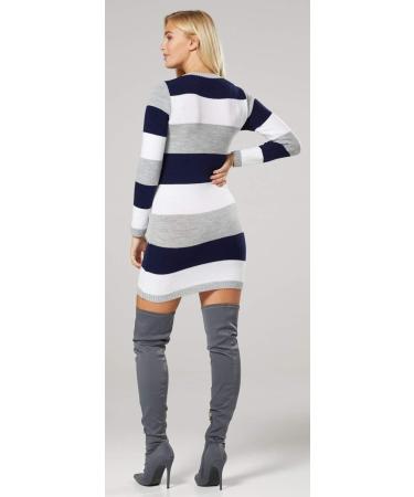 Happy Mama Maternity Stretch Knit Colour Block Jumper Dress - Navy - Size 16-18 - Buy Online on SooperMarket.com