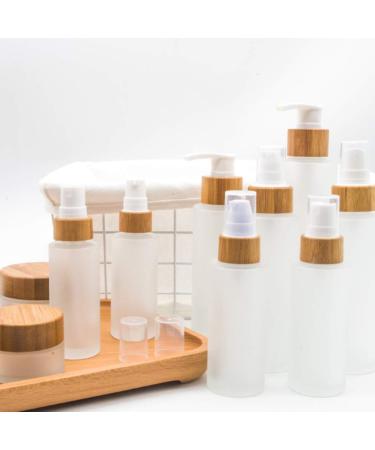 1PCS 150ml/5oz Frosted Glass Pump Bottles Empty Refillable Press Pump Bottle with Bamboo Pump Head Toiletries Storage Containers for Shampoo Essential Oils Shower Gel Hand Wash Lotion Dispenser - Buy Online on SooperMarket.com