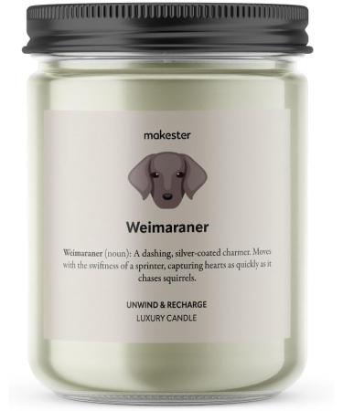 Weimaraner Candle - 220g Soy Wax with Vanilla Jasmine & Sugared Almond | Dog Gift by Makester - Buy Online on SooperMarket.com