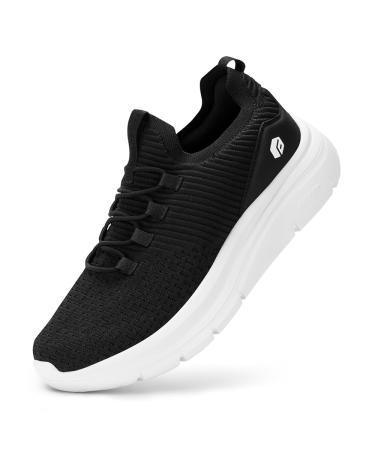 Fitville women walking shoes extra wide slip on sneakers with thick sole breathable jogging shoes outdoor gym hatching shoes for wide feet 39.5 EU X-wide black