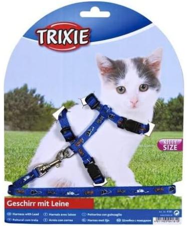 Trixie 4144 Kitten Harness with Leash - Adjustable Nylon 21-33 cm Assorted Colors - Comfortable & Safe Pet Gear - Buy Online on SooperMarket.com