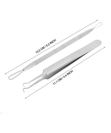 Blackhead & Pimple Removal Tool Stainless Steel Blackhead Removal Tool Kit Curved Tweezers+Looped Double-end Pimple Extractor - Buy Online on SooperMarket.com