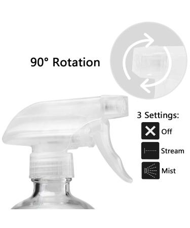 16oz Glass Spray Bottles - Refillable Boston Round Container for Essential Oils, Cleaning Products - White (2 Pack) - Buy Online on SooperMarket.com