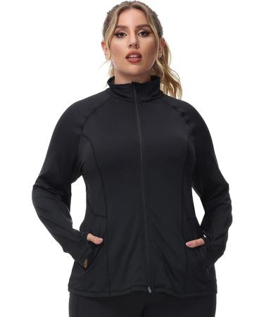 Hanna Nikole Women's Lightweight Full Zip Running Jacket | Black 20 Plus Size - Buy Online on SooperMarket.com