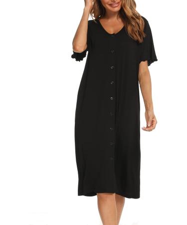 Jecarden Women's Maternity Nightgown | Short Sleeve Modal Cotton Sleepwear | Hospital Childbirth Nightgown with Buttons - Buy Online on SooperMarket.com