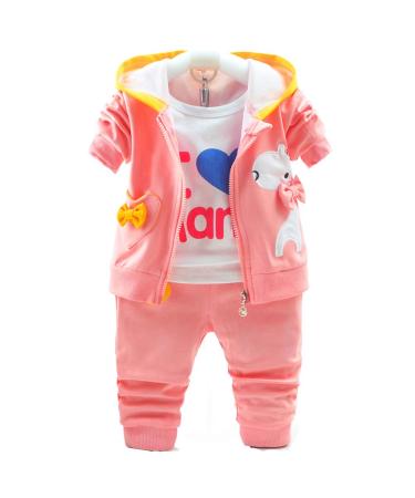 Yao Baby Girls 3 Piece Sets T Shirt Vest and Pants 2-3 Years Light Pink