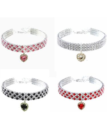 Buy Rayminsino Rhinestone Pet Collar - Elastic & Adjustable Peach Heart for Kittens & Dogs - Stylish & Comfortable - S Black - Buy Online on SooperMarket.com