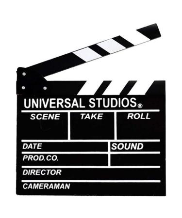 Movie Film Clap Board, 12"x11" Hollywood Clapper Board Wooden Film Movie Clapboard Accessory with Black & White