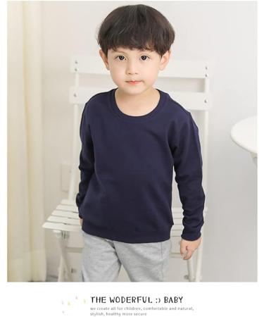 Taigood Kids Boys Cotton Sweatshirt Pullover | Long Sleeve T-Shirt | Age 2-3 Years | Navy Blue - Buy Online on SooperMarket.com