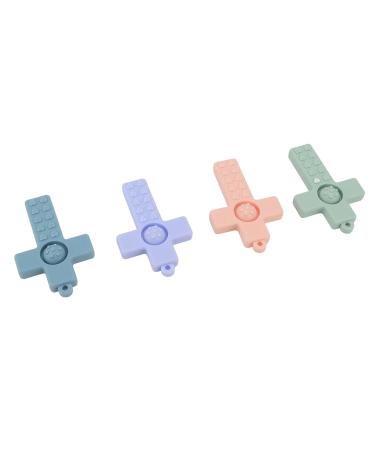 4 PCS Baby Teething Ring - Odorless Silicone Teething Relief Chew Toy for Toddlers with Neck Strap - Colorful and Safe - Buy Online on SooperMarket.com