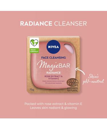 NIVEA MagicBAR Radiance Face Cleansing Bar (75g) Face Cleanser with Rose and Vitamin E Plastic-Free Facial Cleansing Bar Facial Cleanser Recyclable Packaging Face Wash - Buy Online on SooperMarket.com