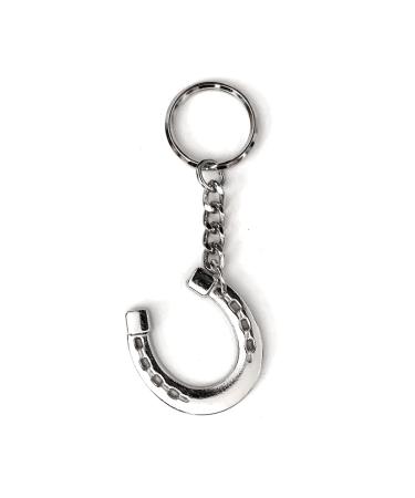 JA Horse metallic keychain pendant horse rider pony horseshoe silver