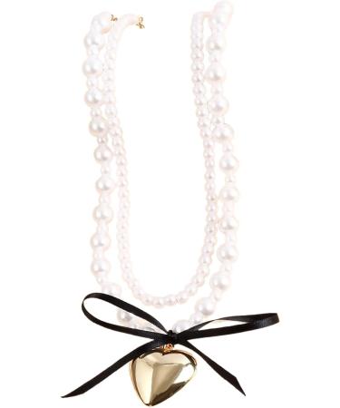 Oralgo's Elegant Pearl Necklace with Black Band - Adjustable Heart Loop for Weddings & Bridal Jewelry - Buy Online on SooperMarket.com