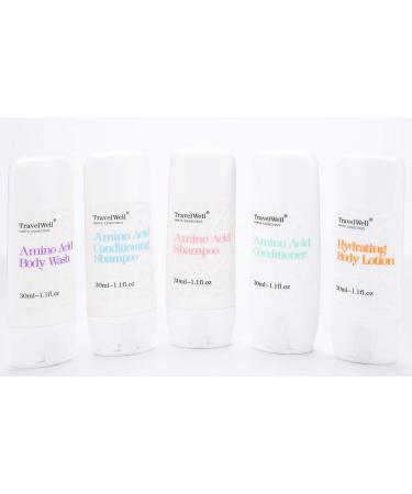 TRAVELWELL 25 Set Mini Toiletries Kit - Individually Wrapped Body Lotion Body Wash Soap Bars Hotel Shampoo & Conditioner - Perfect Travel Size Supplies for Guests - Buy Online on SooperMarket.com