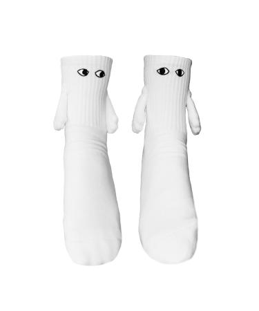 Balleenshiny Funny Magnetic Suction 3D Doll Couple Socks Unisex Funny Couple Socks One Size 2 Pairs White-b