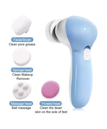 Buy MOSCHOW Face Cleansing Brush 4-in-1 Set - Waterproof Facial Brush with Exfoliating Heads - Blue - Buy Online on SooperMarket.com