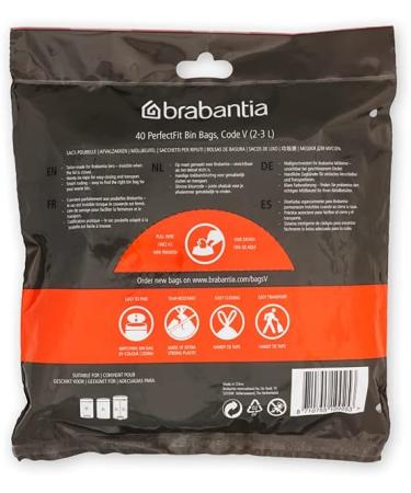 Brabantia Perfectfit Donation Pack - Extra Strong White Garbage Bags (Code V) - 40 Bags (2L/3L) - International Shipping Available - Buy Online on SooperMarket.com