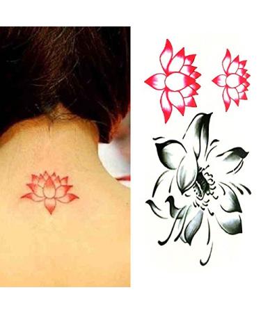 Oottati Small Cute Temporary Tattoo Lotus Lotus Flower (Set of 2)