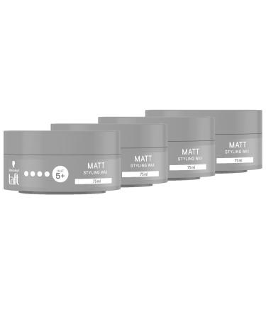 Schwarzkopf Taffel Styling Wax Matt (4x 75 ml) Haarwax for matt finish with long-lasting hold gently for hair and scalp vegan hair styling wax 150 ml (4 Pack)