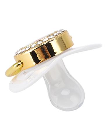 Non-Toxic Baby Pacifier Set with Chain Clip - Attractive White Pacifiers for Photo Shoots | International Shipping Available - Buy Online on SooperMarket.com