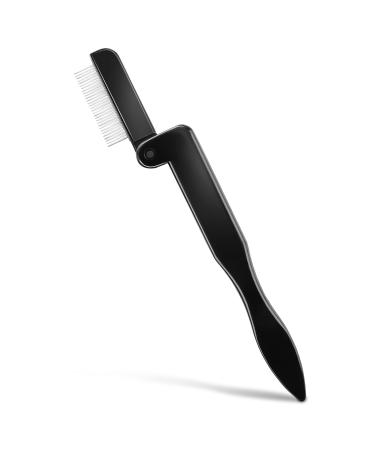WLLHYF Folding Eyelash Comb Eye Lash Separator Tool Eyelash Eyebrow Mascara Brush Lash Comb Makeup Brush (black-silver)