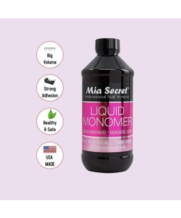 Mia Secret 8 Oz Acrylic Liquid Monomer with White Dappen Dish - MMA Free, Strong Adhesion, Non-Yellowing Formula for All Ages - Buy Online on SooperMarket.com