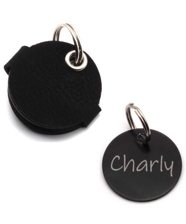 Dog brand pocket with push button engraving |Blue black red yellow |Made of synthetic leather |With a dog brand engraved on both sides |Diameter approx. 30mm |Space for the control brand (black)