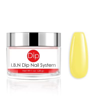 Yellow Dipping Powder 1 Ounce, No Need UV LED Lamp (Added Vitamins) I.B.N Acrylic Dip Powder Manicure Salon Home Use (DIP 025)