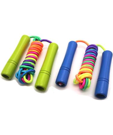 Buy Homello Adjustable Jump Rope for Children - Wooden Handle & Cotton Rope - 260cm Blue & Light Green for Fitness & Fun - Buy Online on SooperMarket.com