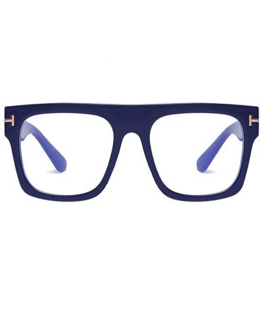 Jurchio Unisex classic glasses for men and women |Space glasses frame in the vintage look |Without strength clear glass glasses glasses with glasses case blue (blue light filter glasses)