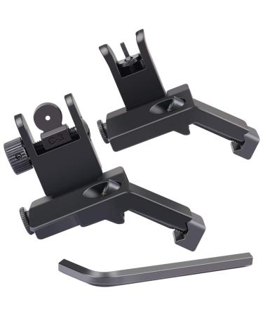 Feyachi 45 Degree Offset Iron Sights Flip Up BUIS Rapid Transition Backup Front and Rear Iron Sight Set Picatinny Weaver Rails