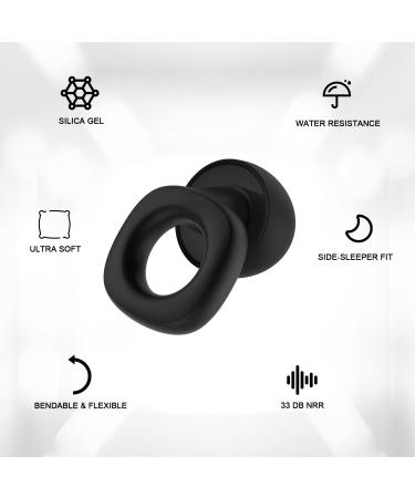 Fita+ Noise Cancelling Ear Plugs - NRR 33 dB, Reusable Silicone Earplugs for Sleeping, Concerts, Motorcycle, Travel - Black - Buy Online on SooperMarket.com