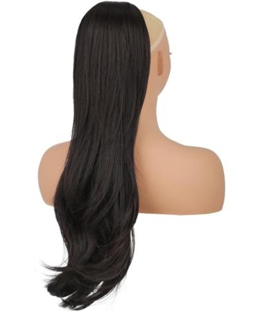 PORSMEER 26 Black Drawstring Ponytail Extension - Synthetic Hairpiece for Women/Girls, Natural Straight Wavy End, Daily Use/Party - Black-2 - Buy Online on SooperMarket.com
