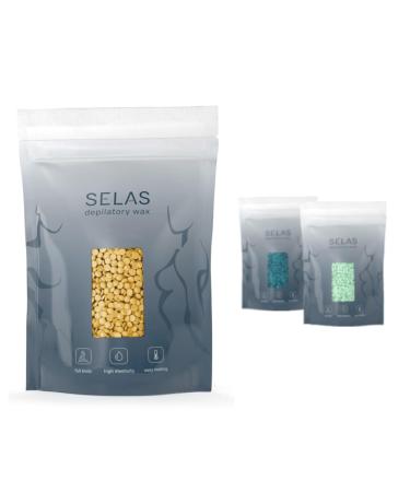Depilatory wax in pearls Gold 1kg SELAS. Hair removal without bands for all areas and skin types especially sensitive skin.