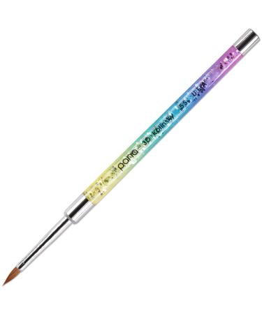 PANA Kolinsky 3D Acrylic Nail Brushes with Liquid Glitter Handle - For Professional Acrylic Powder Liquid Manicure Pedicure (Rainbow Color, Size #5) style 5 Rainbow