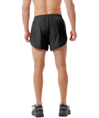 TENJOY Men's Running Shorts - Gym Athletic Workout Shorts with Zipper Pocket, Black, Medium - Buy Online on SooperMarket.com
