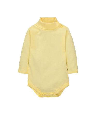 CuteOn Baby Boys Girls Turtleneck Cotton Bodysuit Jumpsuit Light Yellow 9 Months 9 Months Light Yellow