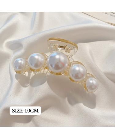 White Large Pearl Hair Claw Clips - Strong Hold Barrettes for Women | Ideal for Daily, Birthday, Wedding Wear | Nonslip Hair Accessories for Thick or Thin Hair - Buy Online on SooperMarket.com