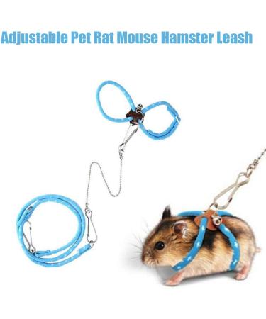 zhuangyulin 6 1PC Hamster Harness Rope Pet Hamster Harness Lovely Adjustable Pet Rat Mouse Hamster Harness Rope Ferret Finder Lead Leash with Bell Blue Small - Buy Online on SooperMarket.com