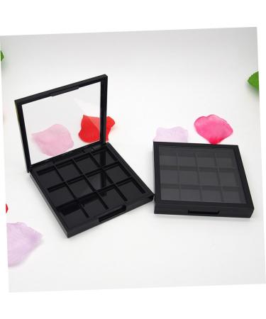 PLAFOPE 4 Pcs 12 Empty Eye Shadow Pallet Acrylic Makeup Cosmetic Pallet Empty Makeup with Mirror Black - Buy Online on SooperMarket.com