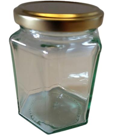 Glass Hexagonal Jars 8oz (190ml) With Gold Lids - Pack Of 41 - Made in the UK - Buy Online on SooperMarket.com
