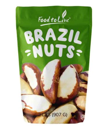 Brazil Nuts, 2 Pounds  Non-GMO Verified, Raw, Whole, No Shell, Unsalted, Kosher, Vegan, Keto and Paleo Friendly, Bulk, Good Source of Selenium, Low Sodium and Low Carb Food, Great Trail Mix Snack 2 Pound (Pack of 1)